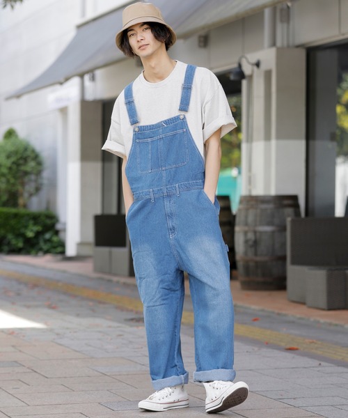 BLUE MEN TRIP（ブルーメントリップ）の「10ozデニム ワイドシルエット オーバーオール（サロペット/オーバーオール・メンズ・ブラック/インディゴブルー/キナリ/ワンウォッシュ/ケミカルウォッシュ/ストライプ・L/M/S）」の4枚目の写真