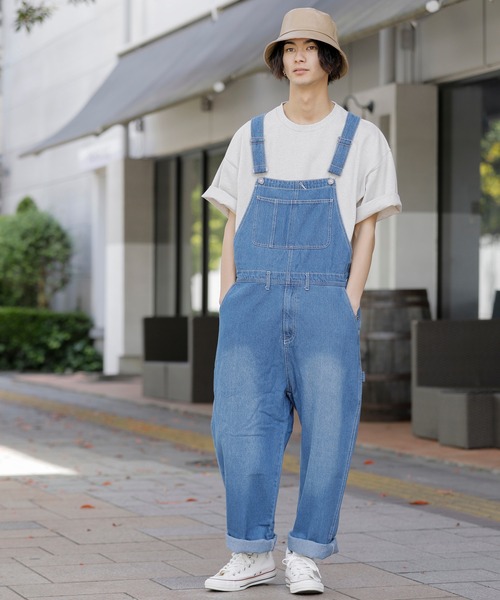BLUE MEN TRIP（ブルーメントリップ）の「10ozデニム ワイドシルエット オーバーオール（サロペット/オーバーオール・メンズ・ブラック/インディゴブルー/キナリ/ワンウォッシュ/ケミカルウォッシュ/ストライプ・L/M/S）」の18枚目の写真