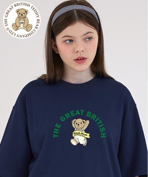 muahmuah(ムーアムーア)の「『muah muah/ムーアムーア』×『teddy bear/テディベア』Running Bareline Short-sleeved T-shirt/ランニングテディベア半袖Tシャツ(Tシャツ/カットソー・レディース・ホワイト/ブラック/ブルー/ネイビー/パープル・FREE)」の3枚目の写真