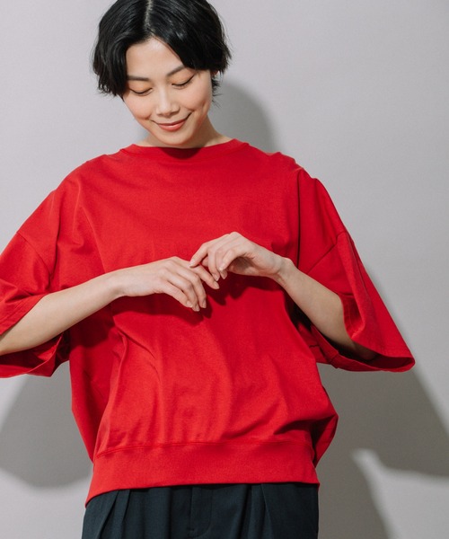 Munich（ミューニック）の「プレミアムコットン　バックタックプルオーバー（Tシャツ/カットソー・レディース・ダークグレー/ライトベージュ/キャメル/レッド/ホワイト/ブラック・FREE）」の11枚目の写真