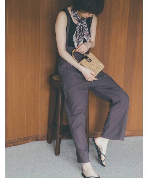 Re:EDIT(リエディ)の「リネンタッチダブルストラップストレートサロペット(サロペット/オーバーオール・レディース・キャメル/ダークブラウン/アイボリー・SHORT/LARGE/MEDIUM)」の8枚目の写真