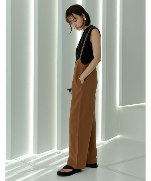 Re:EDIT(リエディ)の「リネンタッチダブルストラップストレートサロペット(サロペット/オーバーオール・レディース・キャメル/ダークブラウン/アイボリー・SHORT/LARGE/MEDIUM)」の13枚目の写真