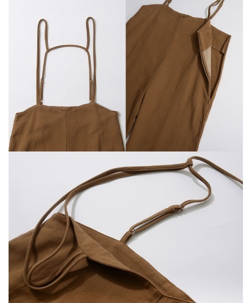 Re:EDIT(リエディ)の「リネンタッチダブルストラップストレートサロペット(サロペット/オーバーオール・レディース・キャメル/ダークブラウン/アイボリー・SHORT/LARGE/MEDIUM)」の17枚目の写真