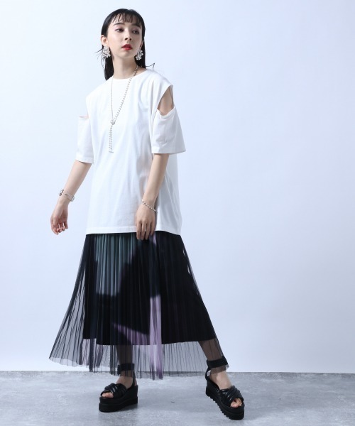 HARE（ハレ）の「ピグメントカタアキTシャツ(HARE)（Tシャツ/カットソー・レディース・オフホワイト/ブラック/パープル/グリーン・FREE）」の17枚目の写真