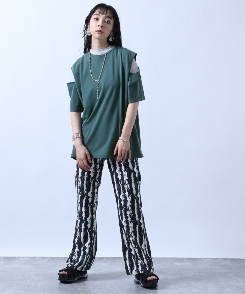 HARE（ハレ）の「ピグメントカタアキTシャツ(HARE)（Tシャツ/カットソー・レディース・オフホワイト/ブラック/パープル/グリーン・FREE）」の11枚目の写真