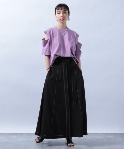 HARE（ハレ）の「ピグメントカタアキTシャツ(HARE)（Tシャツ/カットソー・レディース・オフホワイト/ブラック/パープル/グリーン・FREE）」の13枚目の写真