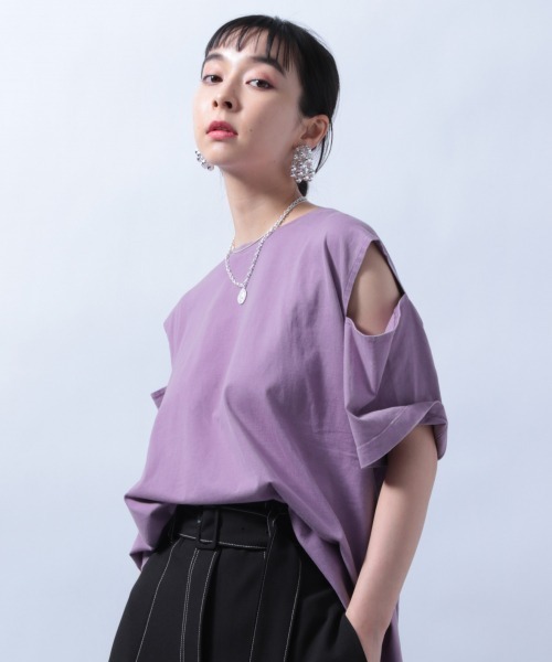 HARE（ハレ）の「ピグメントカタアキTシャツ(HARE)（Tシャツ/カットソー・レディース・オフホワイト/ブラック/パープル/グリーン・FREE）」の15枚目の写真