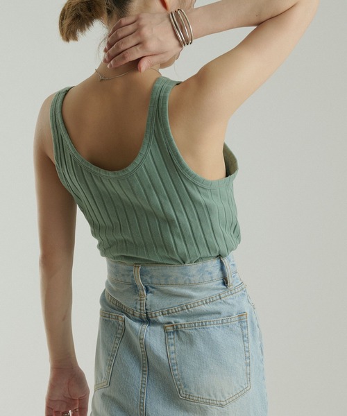 CIAOPANIC（チャオパニック）の「【SCENE by ciaopanic/シーン バイ チャオパニック】ベーシックリブタンクトップ/WEB・一部店舗限定（タンクトップ・レディース・ダークブラウン/グリーン/キャメル・FREE）」の11枚目の写真