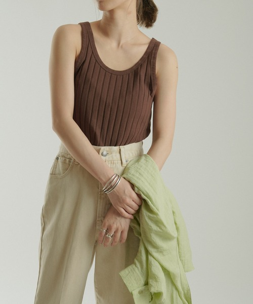 CIAOPANIC（チャオパニック）の「【SCENE by ciaopanic/シーン バイ チャオパニック】ベーシックリブタンクトップ/WEB・一部店舗限定（タンクトップ・レディース・ダークブラウン/グリーン/キャメル・FREE）」の18枚目の写真