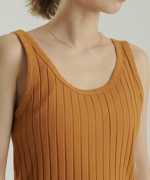 CIAOPANIC（チャオパニック）の「【SCENE by ciaopanic/シーン バイ チャオパニック】ベーシックリブタンクトップ/WEB・一部店舗限定（タンクトップ・レディース・ダークブラウン/グリーン/キャメル・FREE）」の5枚目の写真