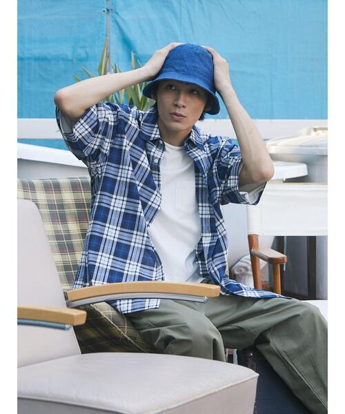 CRAFT STANDARD BOUTIQUE（クラフトスタンダードブティック）の「綿レーヨン半袖レギュラーカラーシャツ　＊（シャツ/ブラウス・メンズ・チャコールグレー/アイボリー/ストライプ/ブルー系その他4/ブルー系その他・LL/M/L）」の9枚目の写真