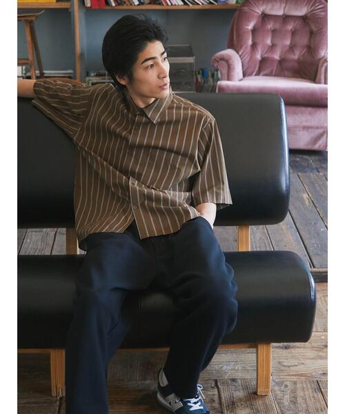 CRAFT STANDARD BOUTIQUE（クラフトスタンダードブティック）の「綿レーヨン半袖レギュラーカラーシャツ　＊（シャツ/ブラウス・メンズ・チャコールグレー/アイボリー/ストライプ/ブルー系その他4/ブルー系その他・LL/M/L）」の10枚目の写真