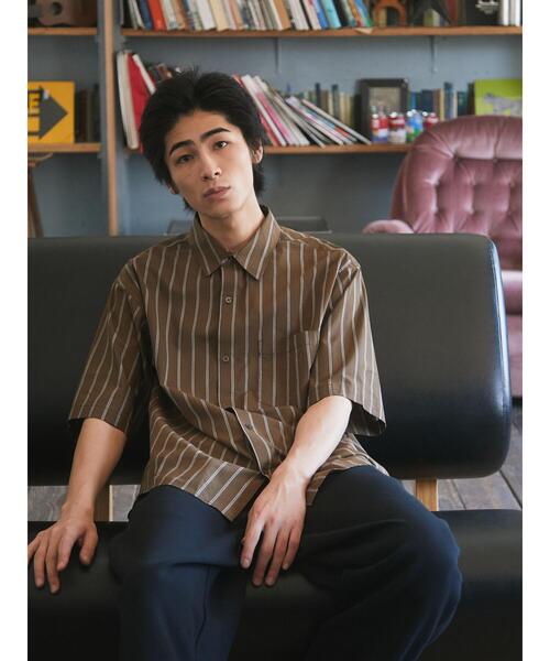 CRAFT STANDARD BOUTIQUE（クラフトスタンダードブティック）の「綿レーヨン半袖レギュラーカラーシャツ　＊（シャツ/ブラウス・メンズ・チャコールグレー/アイボリー/ストライプ/ブルー系その他4/ブルー系その他・LL/M/L）」の18枚目の写真