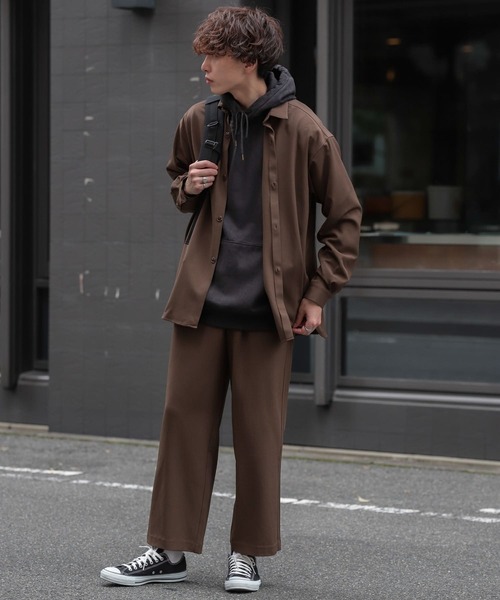 SENSE OF PLACE by URBAN RESEARCH（センスオブプレイスバイアーバンリサーチ）の「『セットアップ対応』『Sサイズ/WEB・一部店舗限定』ダブルタックワイドスラックス（スラックス・メンズ・ボルドー/ブラック/ライトブルー/チャコールグレー/ブラウン/ライトベージュ・LARGE/MEDIUM/SMALL）」の22枚目の写真