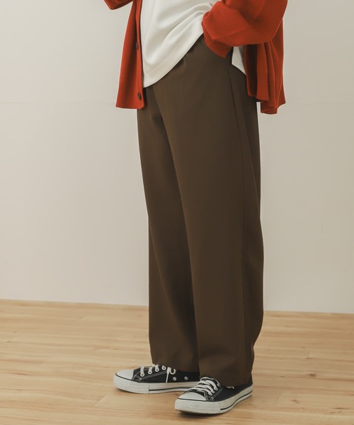 SENSE OF PLACE by URBAN RESEARCH（センスオブプレイスバイアーバンリサーチ）の「『セットアップ対応』『Sサイズ/WEB・一部店舗限定』ダブルタックワイドスラックス（スラックス・メンズ・ボルドー/ブラック/ライトブルー/チャコールグレー/ブラウン/ライトベージュ・LARGE/MEDIUM/SMALL）」の12枚目の写真