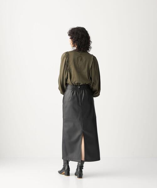 CITEN（シテン）の「＜CITEN（シテン）＞ フェイクレザー ナロー フレア スカート（スカート・レディース・ブラック/ナチュラル・M/S）」の15枚目の写真