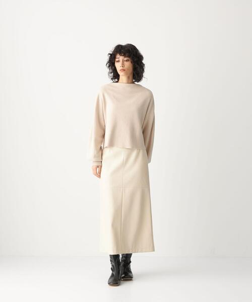 CITEN（シテン）の「＜CITEN（シテン）＞ フェイクレザー ナロー フレア スカート（スカート・レディース・ブラック/ナチュラル・M/S）」の4枚目の写真