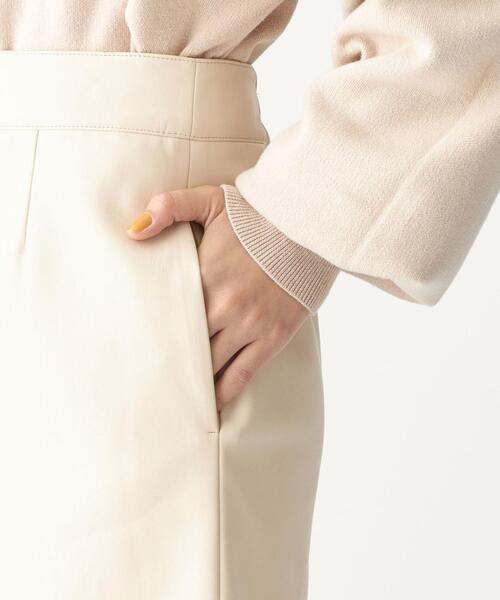 CITEN（シテン）の「＜CITEN（シテン）＞ フェイクレザー ナロー フレア スカート（スカート・レディース・ブラック/ナチュラル・M/S）」の5枚目の写真