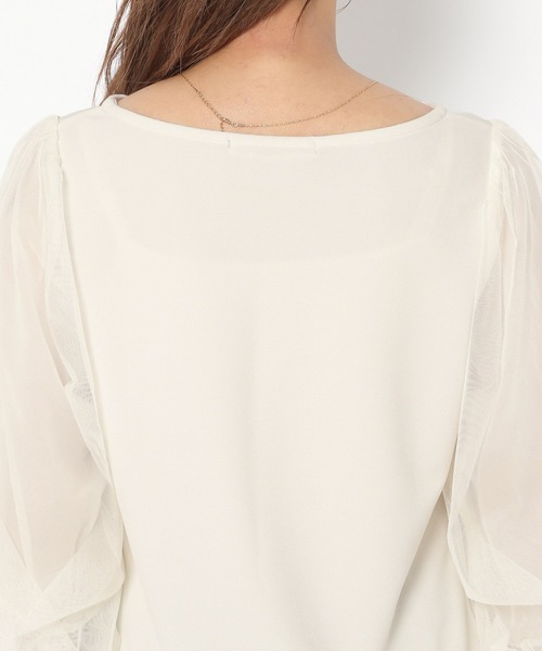 mysty woman（ミスティウーマン）の「チュールタックスリーブ7分袖プルオーバー 216454（Tシャツ/カットソー・レディース・オフホワイト/ブラック/ライトグレー/オレンジ系その他・FREE）」の17枚目の写真