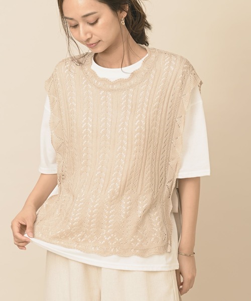 rps（アールピーエス）の「透かしニットベストアンサンブル（ベスト・レディース・アイボリー/グレイッシュベージュ・M）」の15枚目の写真