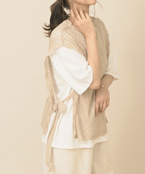 rps（アールピーエス）の「透かしニットベストアンサンブル（ベスト・レディース・アイボリー/グレイッシュベージュ・M）」の4枚目の写真