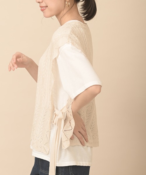 rps（アールピーエス）の「透かしニットベストアンサンブル（ベスト・レディース・アイボリー/グレイッシュベージュ・M）」の5枚目の写真