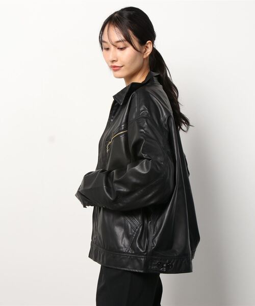 Lee（リー）の「Lee/リー WORK JACKET/オーバーサイズ レザー スウェード ワークジャケット/ライダースジャケット（ライダースジャケット・メンズ・ブラック/ブラック系その他・M/L/XL）」の5枚目の写真