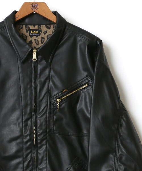 Lee（リー）の「Lee/リー WORK JACKET/オーバーサイズ レザー スウェード ワークジャケット/ライダースジャケット（ライダースジャケット・メンズ・ブラック/ブラック系その他・M/L/XL）」の2枚目の写真