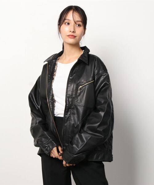 Lee（リー）の「Lee/リー WORK JACKET/オーバーサイズ レザー スウェード ワークジャケット/ライダースジャケット（ライダースジャケット・メンズ・ブラック/ブラック系その他・M/L/XL）」の20枚目の写真