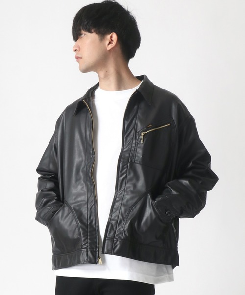 Lee（リー）の「Lee/リー WORK JACKET/オーバーサイズ レザー スウェード ワークジャケット/ライダースジャケット（ライダースジャケット・メンズ・ブラック/ブラック系その他・M/L/XL）」の22枚目の写真
