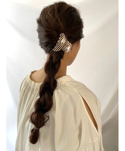 ブラウンショートラウンドヘアクリップ