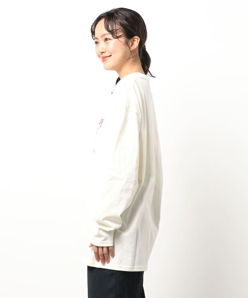 DISCOAT（ディスコート）の「アメリカンロゴロングTシャツ（Tシャツ/カットソー・レディース・チャコールグレー/オレンジ/ホワイト系その他・FREE）」の4枚目の写真