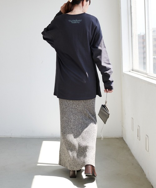 DISCOAT（ディスコート）の「アメリカンロゴロングTシャツ（Tシャツ/カットソー・レディース・チャコールグレー/オレンジ/ホワイト系その他・FREE）」の10枚目の写真