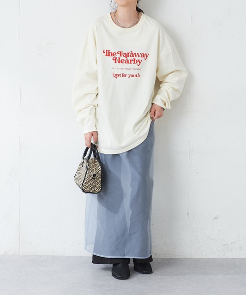 DISCOAT（ディスコート）の「アメリカンロゴロングTシャツ（Tシャツ/カットソー・レディース・チャコールグレー/オレンジ/ホワイト系その他・FREE）」の15枚目の写真