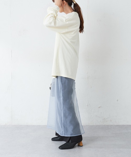 DISCOAT（ディスコート）の「アメリカンロゴロングTシャツ（Tシャツ/カットソー・レディース・チャコールグレー/オレンジ/ホワイト系その他・FREE）」の17枚目の写真