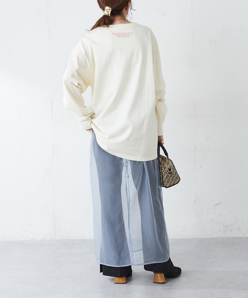 DISCOAT（ディスコート）の「アメリカンロゴロングTシャツ（Tシャツ/カットソー・レディース・チャコールグレー/オレンジ/ホワイト系その他・FREE）」の18枚目の写真