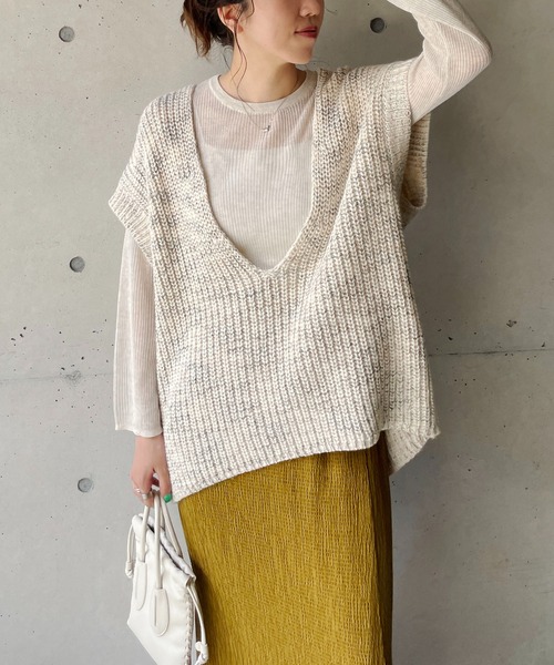 CAPRICIEUX LE'MAGE(カプリシューレマージュ)の「〈新色追加〉MIXヤーンベスト(ベスト・レディース・ブラック/アイボリー/グレー・FREE)」の5枚目の写真