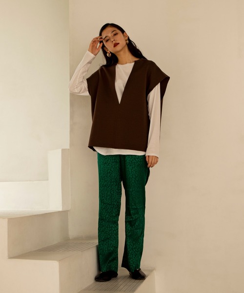 ReNorm（リノーム）の「レオパードサテンフレアパンツ（その他パンツ・レディース・グリーン/ブラック・M/S）」の5枚目の写真