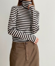 CANAL JEAN | harmonie -OrganicCotton-(アルモニ オーガニックコットン) フライスボーダータートルネック(Tシャツ/カットソー)