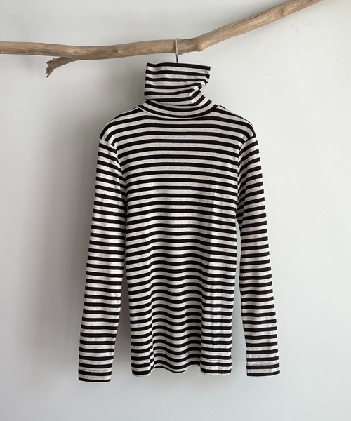 CANAL JEAN（キャナルジーン）の「harmonie -OrganicCotton-　フライスボーダータートルネック（Tシャツ/カットソー・レディース・チャコールグレー/ベージュ/ネイビー・ONE SIZE）」の20枚目の写真