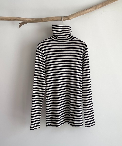 CANAL JEAN（キャナルジーン）の「harmonie -OrganicCotton-　フライスボーダータートルネック（Tシャツ/カットソー・レディース・チャコールグレー/ベージュ/ネイビー・ONE SIZE）」の22枚目の写真