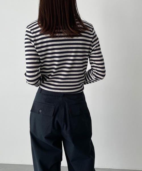 CANAL JEAN（キャナルジーン）の「harmonie -OrganicCotton-　フライスボーダータートルネック（Tシャツ/カットソー・レディース・チャコールグレー/ベージュ/ネイビー・ONE SIZE）」の11枚目の写真