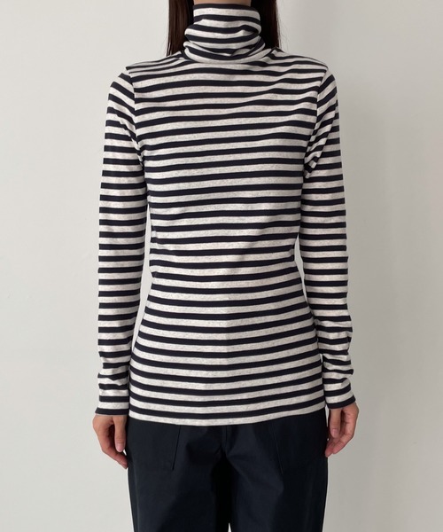 CANAL JEAN（キャナルジーン）の「harmonie -OrganicCotton-　フライスボーダータートルネック（Tシャツ/カットソー・レディース・チャコールグレー/ベージュ/ネイビー・ONE SIZE）」の13枚目の写真