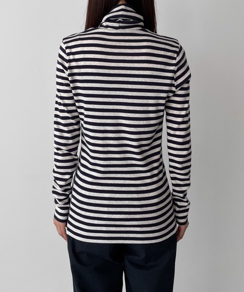 CANAL JEAN（キャナルジーン）の「harmonie -OrganicCotton-　フライスボーダータートルネック（Tシャツ/カットソー・レディース・チャコールグレー/ベージュ/ネイビー・ONE SIZE）」の15枚目の写真