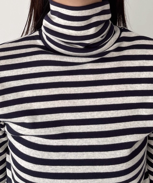 CANAL JEAN（キャナルジーン）の「harmonie -OrganicCotton-　フライスボーダータートルネック（Tシャツ/カットソー・レディース・チャコールグレー/ベージュ/ネイビー・ONE SIZE）」の16枚目の写真