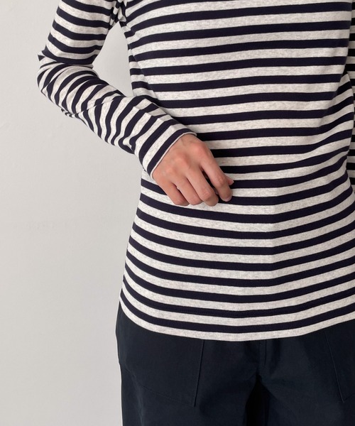 CANAL JEAN（キャナルジーン）の「harmonie -OrganicCotton-　フライスボーダータートルネック（Tシャツ/カットソー・レディース・チャコールグレー/ベージュ/ネイビー・ONE SIZE）」の17枚目の写真