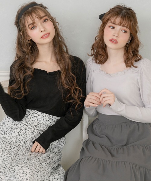 DearMyLoveRose（ディアマイラブローズ）の「選べる袖リブトップス（Tシャツ/カットソー・レディース・ホワイト/グレー/ピンク/ブラック/ブラウン系その他/グレー系その他/ブラック系その他/ホワイト系その他/キャメル/ピンク系その他・MEDIUM/LARGE/X-LARGE/XX-LARGE）」の18枚目の写真