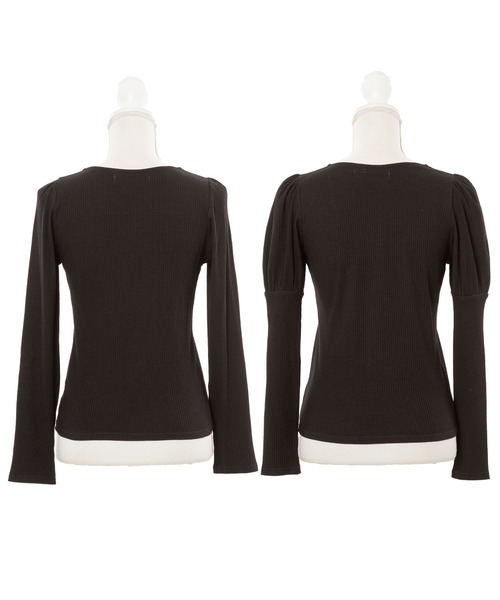 DearMyLoveRose（ディアマイラブローズ）の「選べる袖リブトップス（Tシャツ/カットソー・レディース・ホワイト/グレー/ピンク/ブラック/ブラウン系その他/グレー系その他/ブラック系その他/ホワイト系その他/キャメル/ピンク系その他・MEDIUM/LARGE/X-LARGE/XX-LARGE）」の14枚目の写真