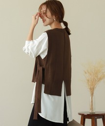 サイドリボンニットベスト