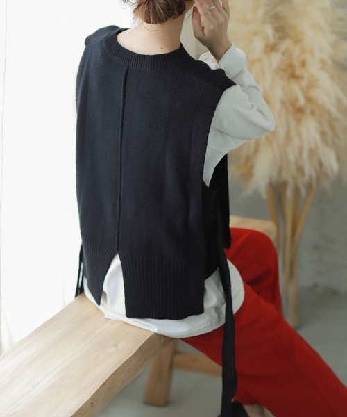 SUGAR BISKET(シュガービスケット)の「サイドリボンニットベスト(ベスト・レディース・ベージュ/ブラック/ブラウン/アイボリー・フリー)」の14枚目の写真